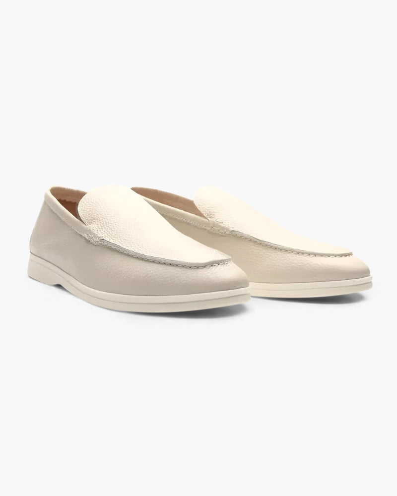 V Cowhide Leather Loafers