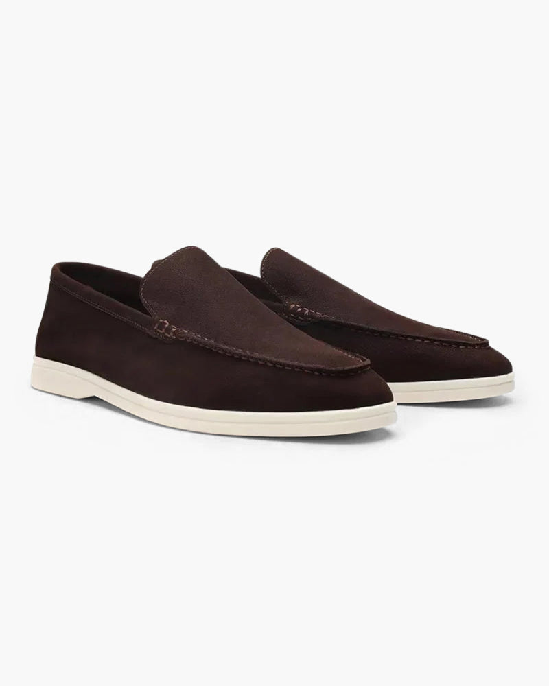 V Cowhide Leather Loafers