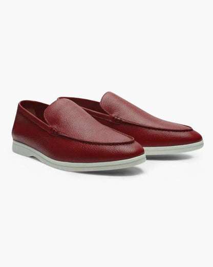 V Cowhide Leather Loafers